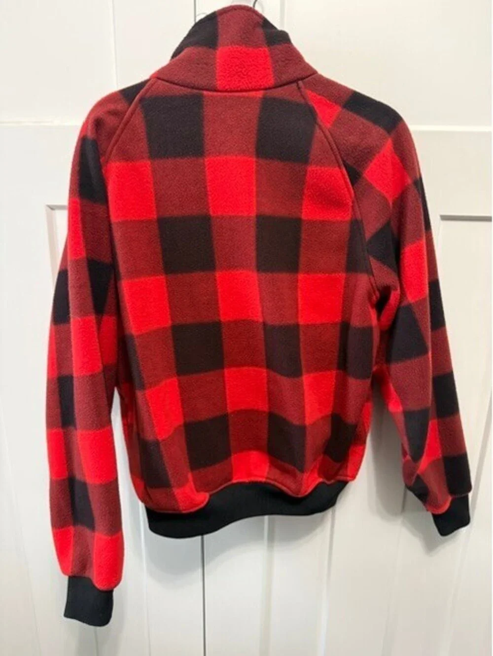 Columbia Vintage Fleece buffalo plain black and red full front zip men's XL